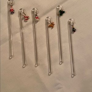 Set of 6 - Clear Plastic Holiday Swizzle Sticks